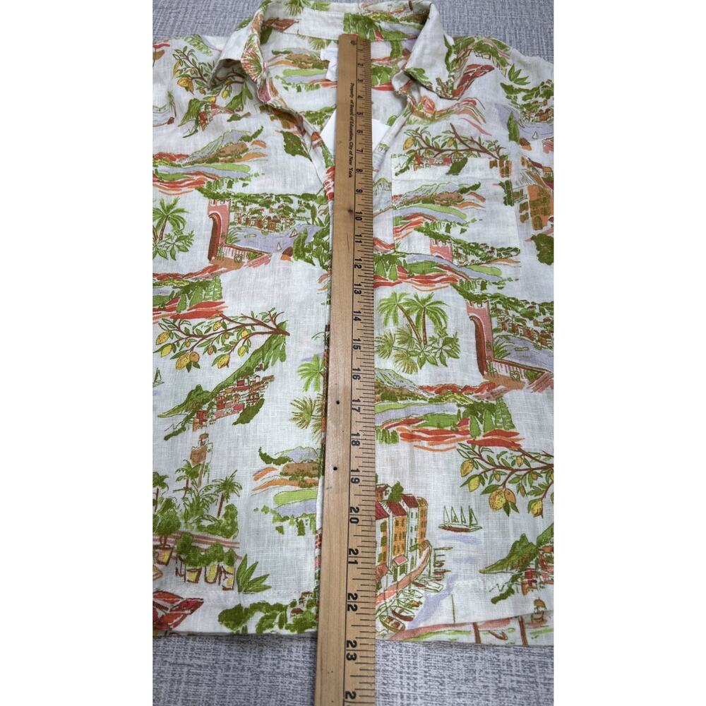 Cynthia Rowley M Amalfi Coast Linen Top S/S Button Scenic Print Lemon Vacation - Picture 6 of 6